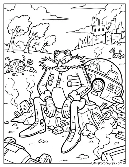 Dr Eggman Looking Angry After Losing a Battle Coloring Page