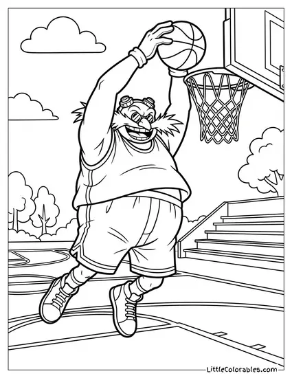 Dr Eggman Playing Basketball and Dunking Coloring Page