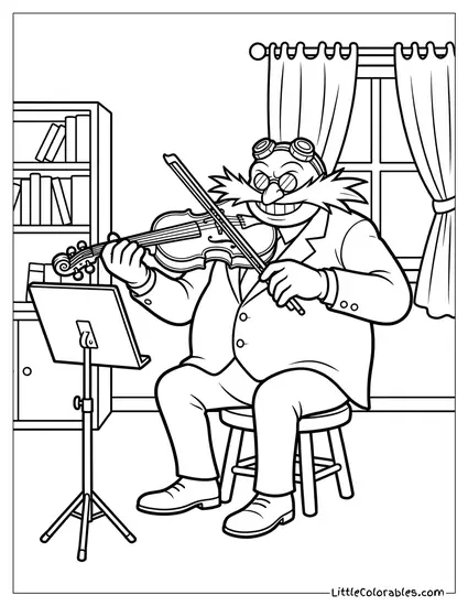 Dr Eggman Playing the Violin Surprisingly Well Coloring Page