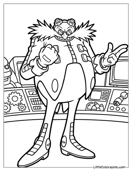 Dr Eggman Pointing His Finger and Giving Orders Coloring Page