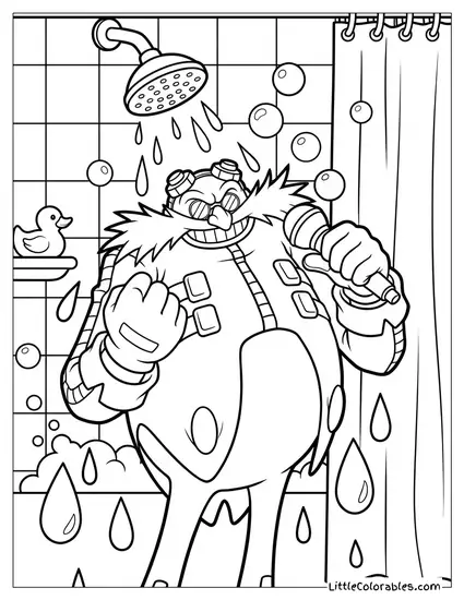 Dr Eggman Singing Karaoke in the Shower Coloring Page