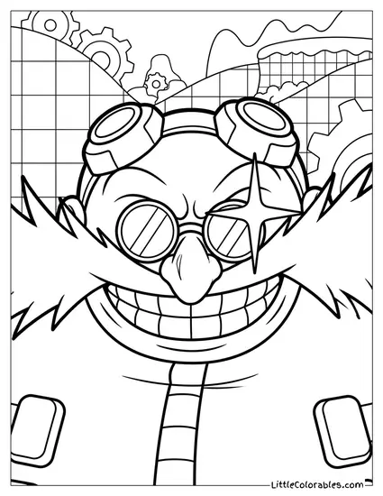 Dr Eggman Smiling with His Glasses Glinting Coloring Page