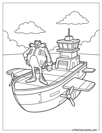 Dr Eggman Standing on the Egg Carrier Ship Coloring Page