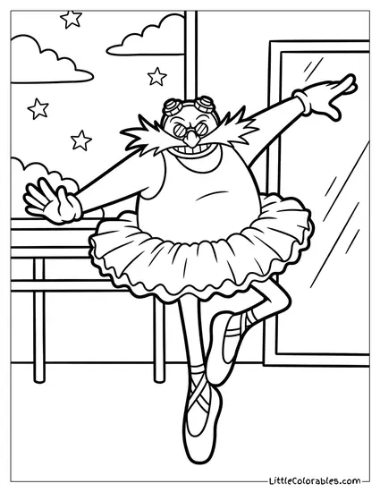 Dr Eggman Trying to Do Ballet in a Tutu Coloring Page