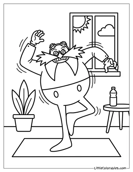 Dr Eggman Trying to Do Yoga Poses Coloring Page