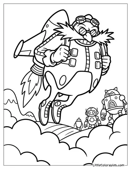 Dr Eggman Wearing His Jetpack Coloring Page