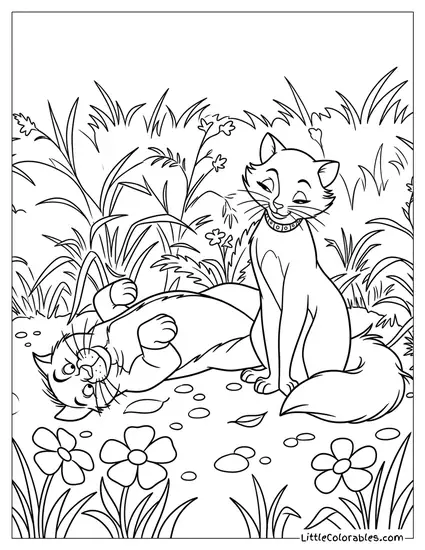 Duchess And Thomas Omalley Resting Outside Coloring Page
