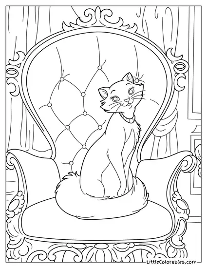 Duchess Sitting On Fancy Chair Gracefully Coloring Page