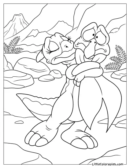 Ducky Hugging Petrie Tight With Crossed Arms Coloring Page