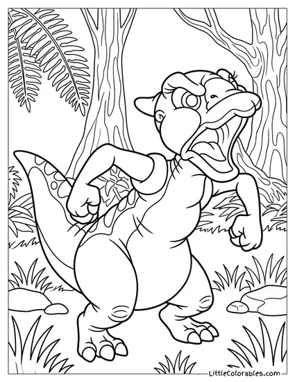 Ducky Roaring With Clenched Fists Coloring Page
