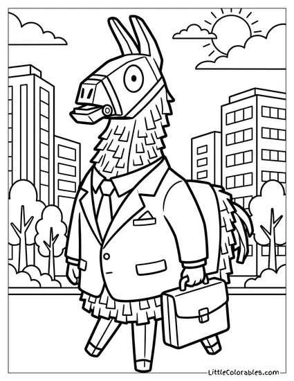Fortnite Llama Wearing a Business Suit Coloring Page
