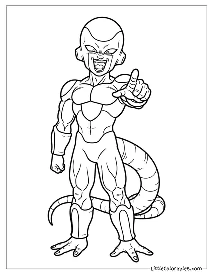 Frieza Pointing and Grinning Coloring Page