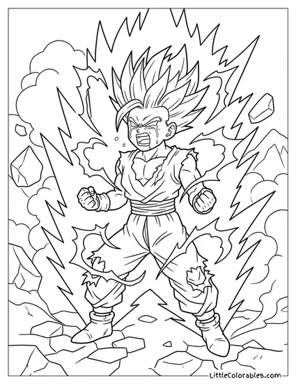 Gohan Unleashing Power Coloring Page