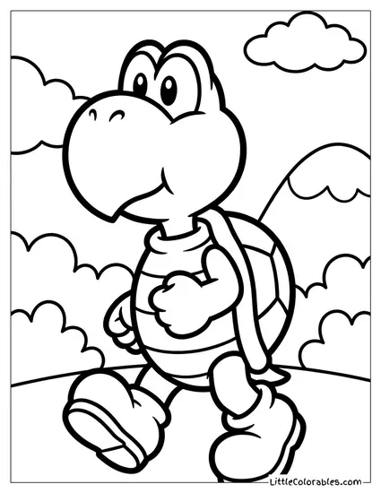Green Koopa Troopa Walking Coloring Page