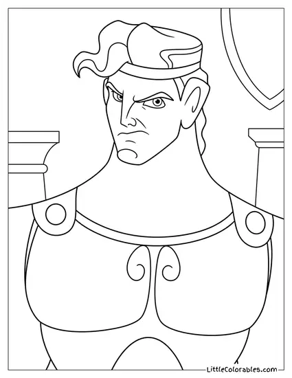 Hercules Looking Determined in Armor Coloring Page