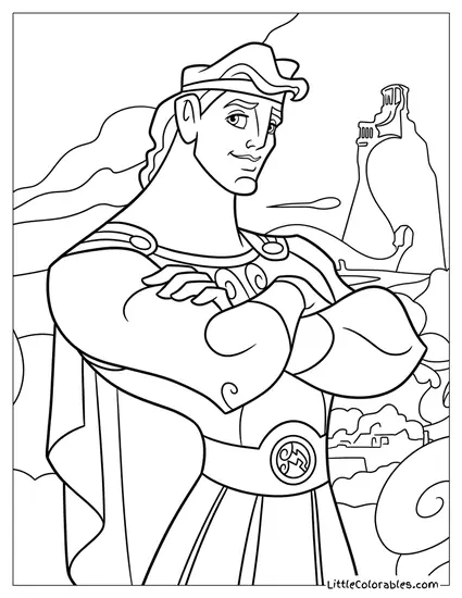 Hercules Standing with Crossed Arms Coloring Page