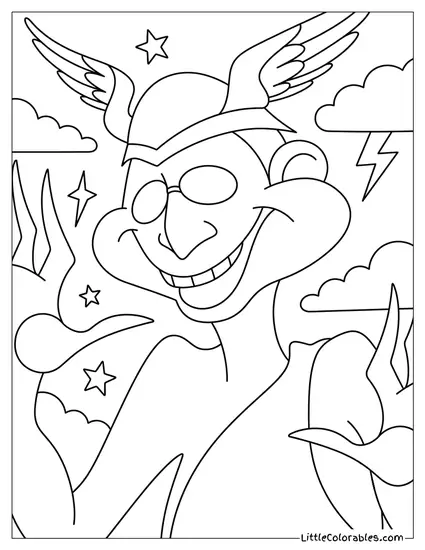 Hermes Gently Smiling Up Close Coloring Page