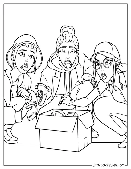 Huntrix Band Disgusted Sticking Tongue Coloring Page