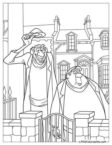 Jasper And Horace Standing By Gate Coloring Page