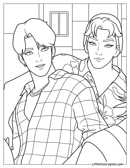Jinu and Abby Posing Coloring Page
