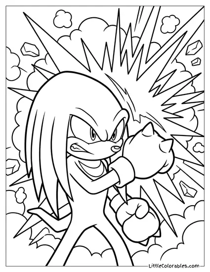 Knuckles Bracing Against a Massive Impact Coloring Page