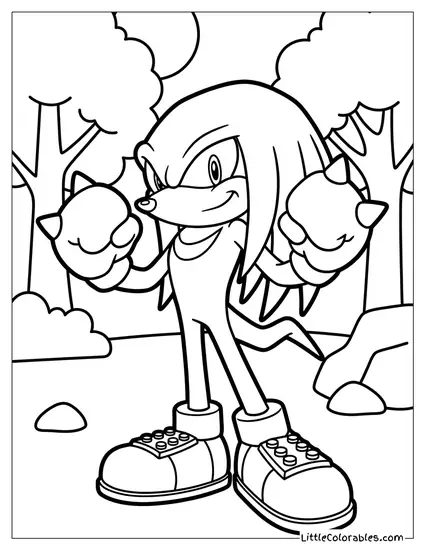 Knuckles Flexing His Muscles Coloring Page
