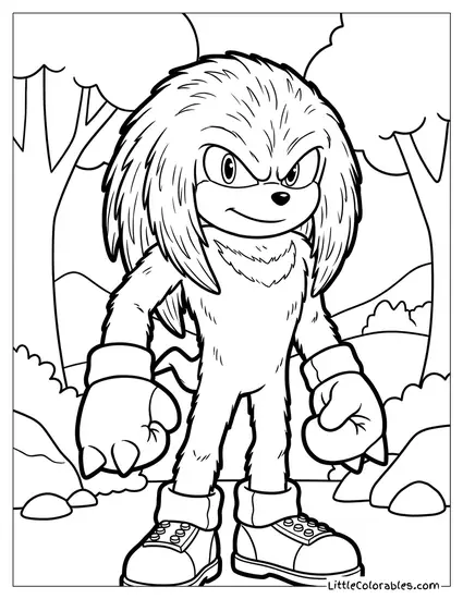 Knuckles in His Movie Design Looking Fluffy Coloring Page