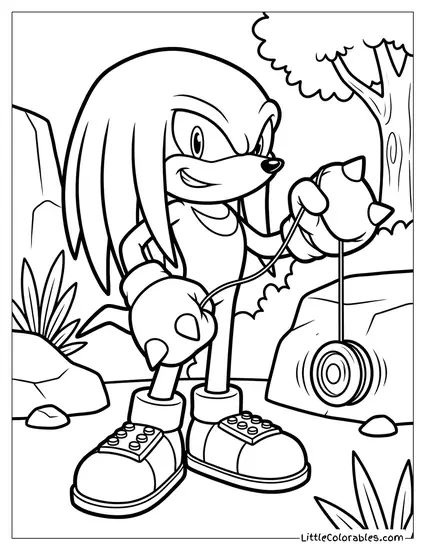 Knuckles Playing with a Yo-Yo Coloring Page