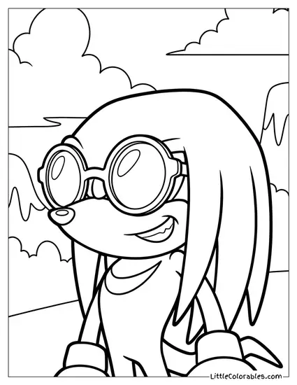 Knuckles Wearing Funny Oversized Glasses Coloring Page