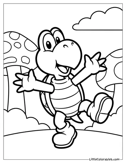 Koopa Troopa Dancing The Bah Dance Coloring Page