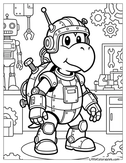 Koopa Troopa Dressed As A Robot Coloring Page