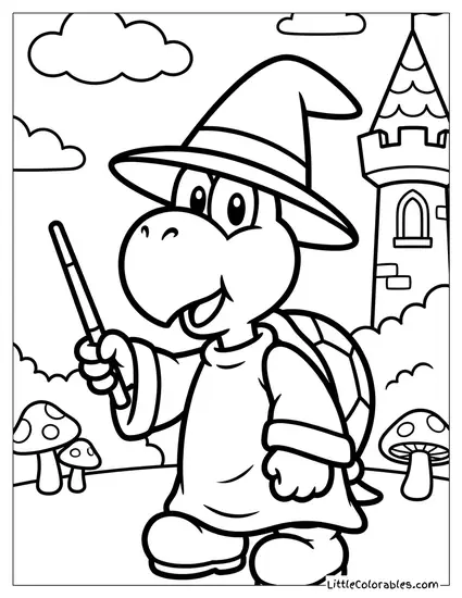 Koopa Troopa Dressed As A Wizard Coloring Page