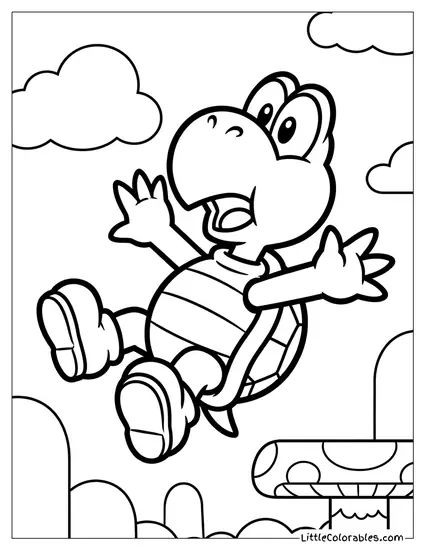 Koopa Troopa Falling Backwards Coloring Page