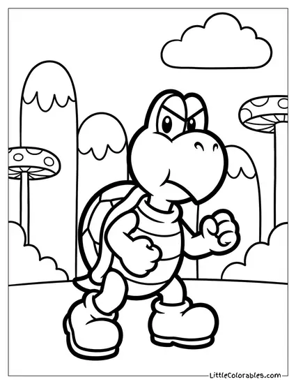 Koopa Troopa Looking Angry Coloring Page