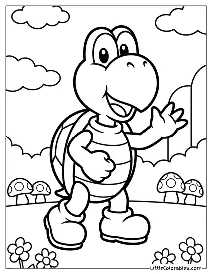 Koopa Troopa Looking Happy Coloring Page