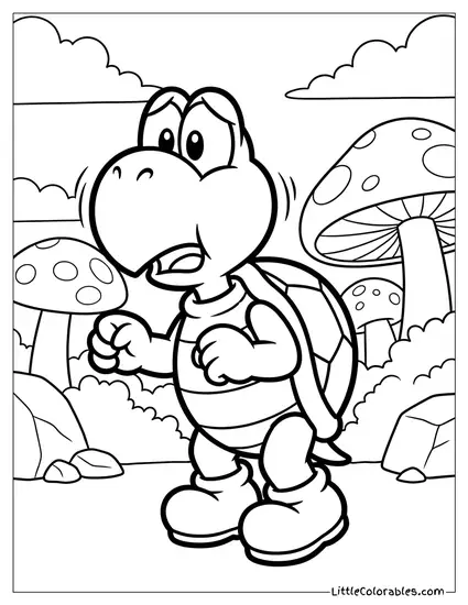 Koopa Troopa Looking Scared Coloring Page