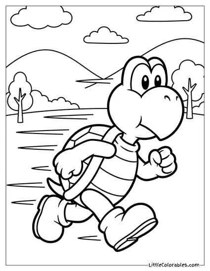 Koopa Troopa Running Fast Coloring Page