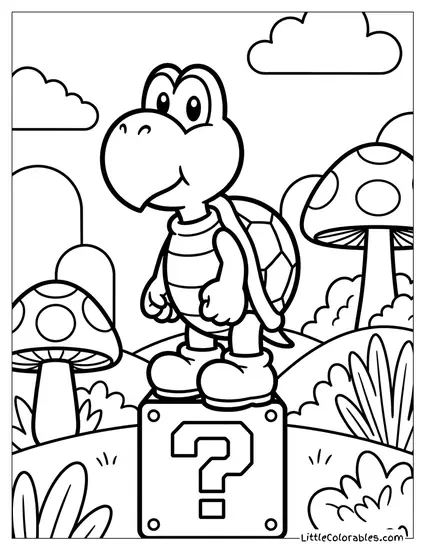 Koopa Troopa Standing On A Block Coloring Page