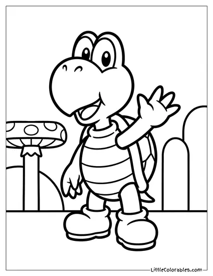 Koopa Troopa Waving Hello Coloring Page