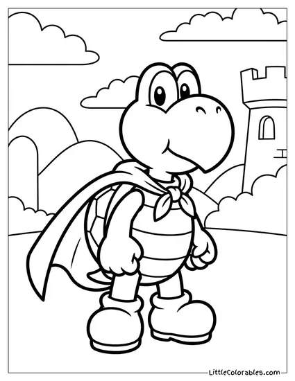 Koopa Troopa Wearing A Cape Coloring Page
