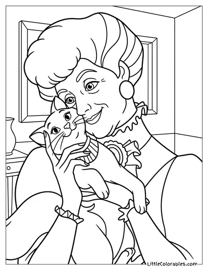Madame Adelaide Bonfamille Holding Marie Coloring Page