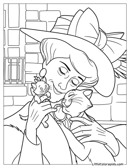 Madame Adelaide Bonfamille Hugging Marie And Duchess Coloring Page