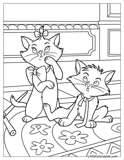 Marie And Berlioz Sitting On Rug Coloring Page