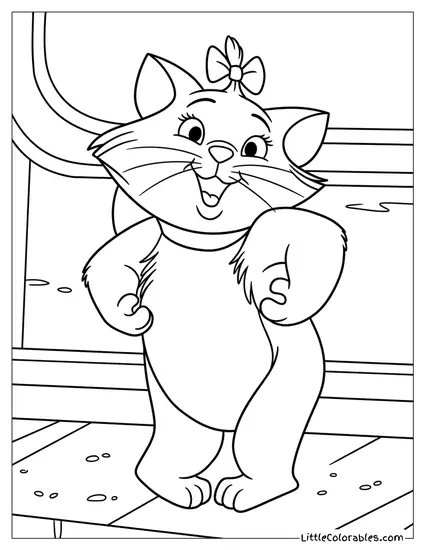 Marie Standing And Playing The Aristocats Coloring Page