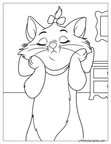 Marie Touching Her Cheeks Eyes Closed Coloring Page