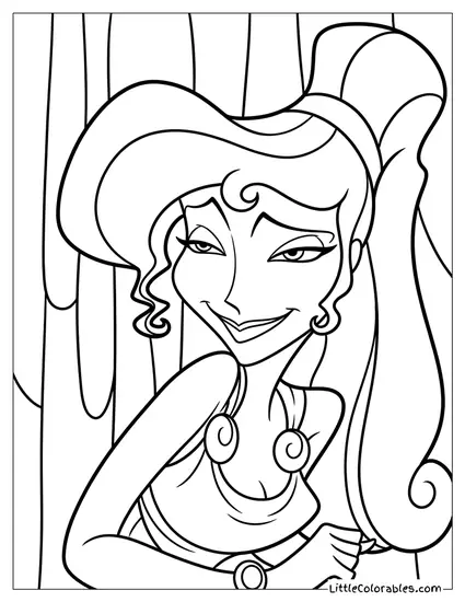 Megara Slyly Smirking Coloring Page
