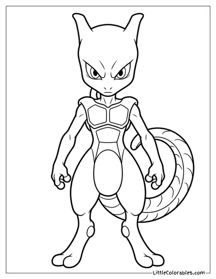 Mewtwo Standing Menacingly Coloring Page