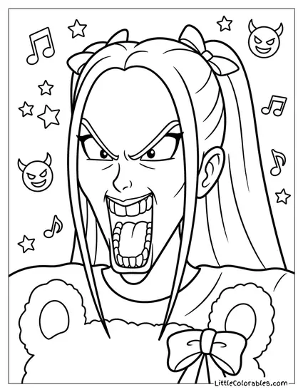Mira Funny Face Angry Coloring Page
