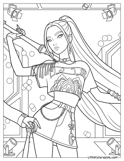 Mira Holding Her Sword on Her Shoulder Coloring Page