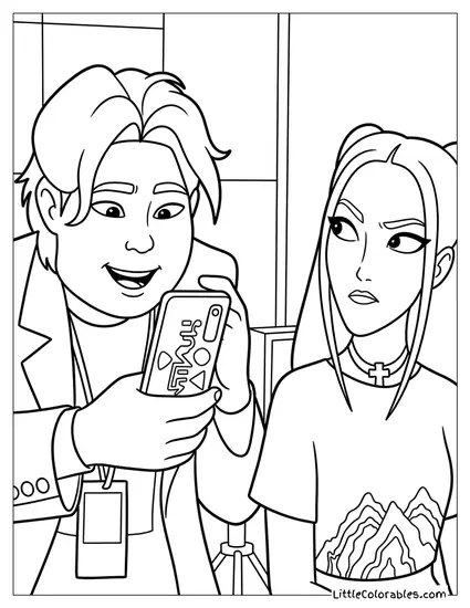 Mira Looking Confused at Bobby Coloring Page